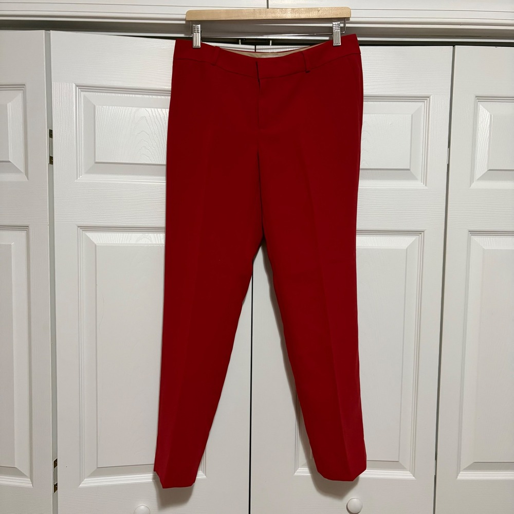 Banana Republic Martin Pants Womens 8 Red Fall Holiday Business Straight Color